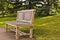 Wooden handcrafted bench in Japanese Garden