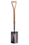 Wooden handle gardening spade isolated