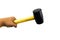 Wooden handle hammer with black rubber head