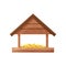 Wooden handmade bird house isolated on white background. Cartoon homemade nesting box for birds, ecology birdbox vector