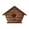 Wooden handmade bird house isolated on white background. Cartoon homemade nesting box for birds, ecology birdbox vector