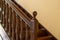 Wooden handrail and staircase, balusters. selected focus