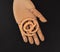 Wooden hands, holding email symbols