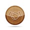 wooden handshake thin line design icon
