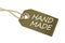 Wooden hang tag with term hand made