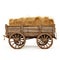 Wooden hay wagon isolated on white created with Generative AI. Transportation of hay to a farm.