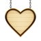 Wooden heart signboard on chain