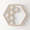 wooden Hexagon shelf copy space for mock up ,isolated