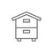 Wooden hive, beehive, apiary, beekeeping line icon.