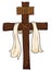 Wooden Holy Cross with Fabric and INRI sign, Vector Illustration