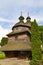 Wooden Holy Trinity Church outdoor. City Zhovkva, Ukraine