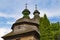 Wooden Holy Trinity Church outdoor. City Zhovkva, Ukraine