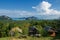 wooden homestay cabin or hut view from Samed Nangchee viewpoint