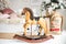 A wooden horse for Christmas. a gift for children.
