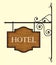 Wooden hotel door sign