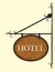 Wooden hotel door sign