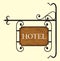 Wooden hotel door sign