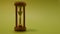 A wooden hourglass counts down the time on a green background