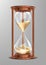 Wooden hourglass with falling sand isolated vector