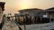 Wooden house and bridge in the fisheries village in Thailand