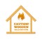 Wooden house. Caution, flammable. Fire