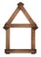 Wooden house home icon screwed frame is solated on