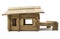 Wooden house puzzle constructor profile view.