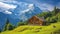 Wooden house under the Chli Aubrig peak .