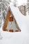 Wooden houses buried in snow due to high snow blizzard