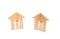 Wooden houses and people on a white background. Neighbors. Relations between neighbors in the suburbs, good-neighborliness and mut