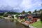 Wooden houses by the river in old part of Porvoo, Finland