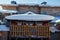 The wooden houses with snow