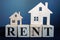 Wooden houses and word rent. Real estate renting