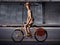 Wooden Human Bike Bicycle on Road, Empty Road With Old House Background, Travel Concept