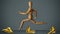 Wooden Human Running With Banana Peel, Man Running,