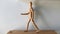 Wooden Human Walking With White Background, Action Walking Concept,