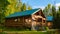 Wooden hut in an autumn forest , cabin off grid , wooden cabin woods British Colombia Canada Autumn