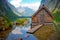 Wooden hut at lake Obersee