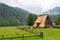 Wooden hut under Tatra mountains in Zakopane