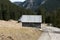 Wooden huts in Chocholowska valley in spring, Tatra Mountains,