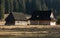 Wooden huts in Chocholowska valley in spring, Tatra Mountains,