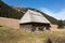 Wooden huts in Chocholowska valley in spring, Tatra Mountains