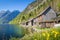 Wooden huts at the lake, Salzkammergut, Austria