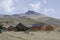 Wooden huts in Sierra Nevada, the highest peaks of inland Spain.