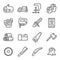 Wooden Icon Set. Contains such Icons as Chainsaw, Log, Axe and more. Expanded Stroke