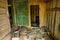 Wooden Inner Porch Of Abandoned Private Country House In Evacuat