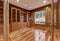 Wooden interior of empty room in luxury home