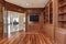 Wooden interior of empty room in luxury home