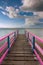 Wooden jetty with blue sky at Sabah, Malaysia, Borneo