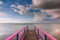 Wooden jetty with blue sky at Sabah, Malaysia, Borneo